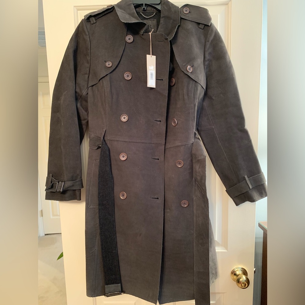 NWT banana republic heritage rare suede leather wool trench coat women’s large